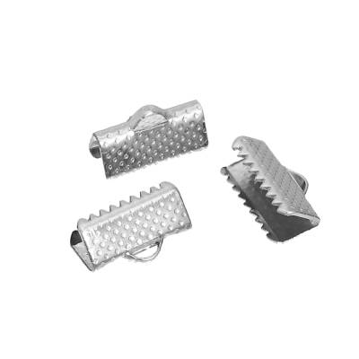 20 Stück Bandklemmen 13*8 mm silberfarben B1-0338