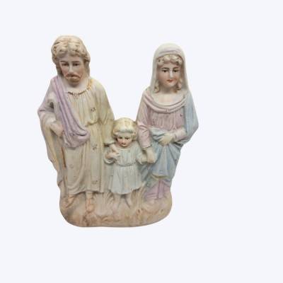 Antike Porzellanfigur „Heilige Familie“ handbemalt um 1900 Pastorale Szene