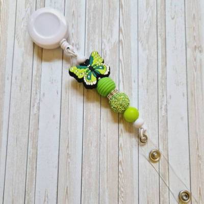 Ausziehclip Namensschildhalter Ausweishalter Firma Praxis Klinik Messe Schmetterling Geschenkidee