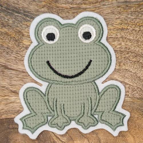 Patch/Applikation/Aufnäher/Bügelbild - Frosch, Froschkönig - grün, hellgrün, natur