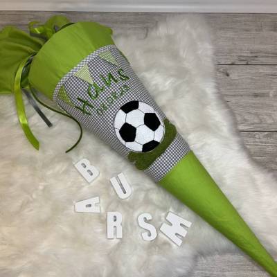 Schultüte, Zuckertüte,  Fußball, Stoff, genäht, Schulstart, Vereinsfarbe, personalisierbar, Einschulung