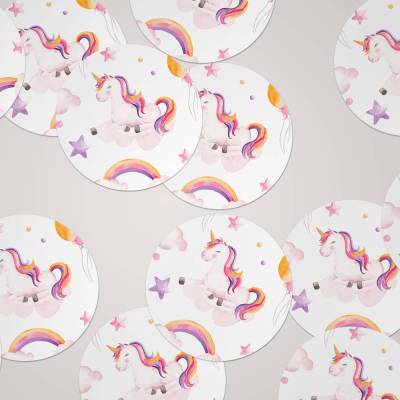 Sticker Set *Einhorn* / Runde Dekoaufkleber ∅ 40 für Kinder zum Geburtstag oder zur Einschulung