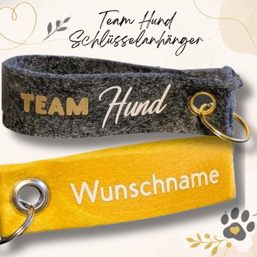 Schlüsselanhänger Hund personalisiert | Team Hund Schlüsselanhänger mit Wunschnamen | Geschenk Hund | Wunschfarbe und Wu