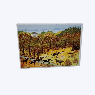 2 Vintage Wandbilder Villeroy & Boch „La Chasse“ Jagdszene Porzellan Wanddekor