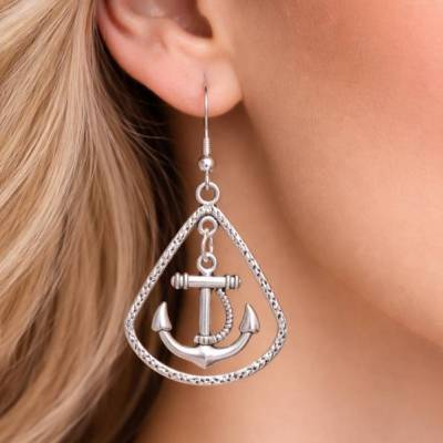 Anker Ohrringe oval silber maritimer Schmuck Meer Geschenk