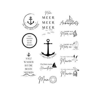 German Nautical Bundle PNG SVG Datei - Nordsee Ostsee Meer Sprüche - Download Plotterdatei Plotter File - Schiff Moin 