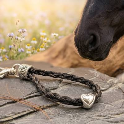 Pferdehaarschmuck, Schlüsselanhänger aus Schweifhaaren vom eigenen Pferd oder Pony