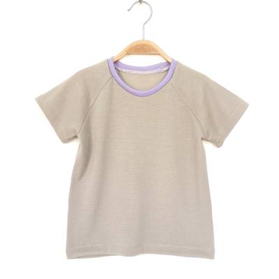 T-shirt Größe 110 greige 100% Merinowolle / Upcycling Kindershirt kurzärmlig