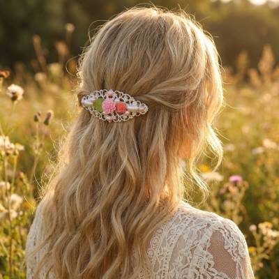 Verzierte Haarspange im Vintage-Stil – Romantischer Haarschmuck mit Resinblumen