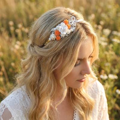 Verzierter Haarreif im Vintage-Stil mit Cabochon & Rosen – Handgemachter Haarschmuck für Hochzeit & Feste