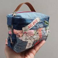 Jeans-Upcycling Kosmetiktasche, Beauty-Case, Denim-Pouch