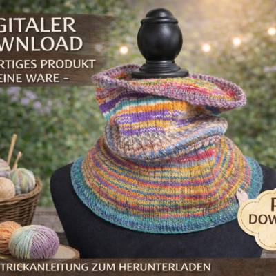 Resteliebe Cowl – einfache Strickanleitung aus Sockenwollresten | PDF Download