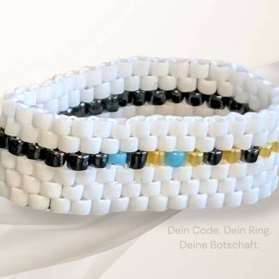 Perlenring Morsecode personalisiert, individuelles Wort Ring, Perlenring Geheimcode, Namensring, Freundschaftsring