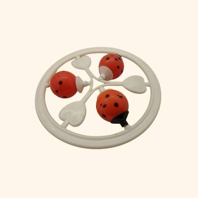 Vintage Baby Rassel 1950er Marienkäfer Design Rot Schwarz Retro Kunststoff Spielzeug