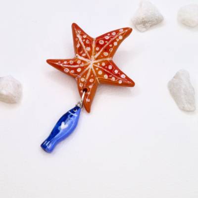 Maritime Brosche Seestern handgefertigt – Glücksbringer Meeresbrise, Unikat & Handgemacht, Geschenkfertig verpackt