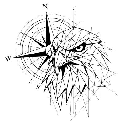 Adler Kompass SVG Datei | Geometrischer Polygon Adler | Compass Line Art | Lasergravur Vorlage PNG PDF für xTool Cricut