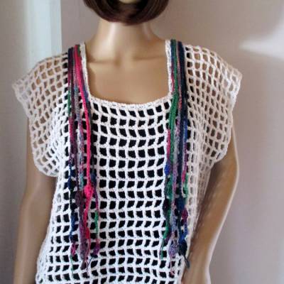 Legeres Netz-Top, Shirt, Häkel-Top, Netzhemd, Crop Top