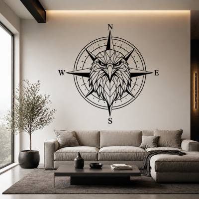 Adler Kompass SVG Datei | Geometrischer Polygon Adler | Compass Line Art | Lasergravur Vorlage PNG PDF für xTool Cricut
