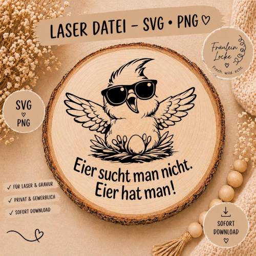 Laserdatei Gravur | Ostermotiv | Küken | Schneidedatei für Holz & Acryl | Makramee | Häkeln | Hänger | DIY Datei | SVG