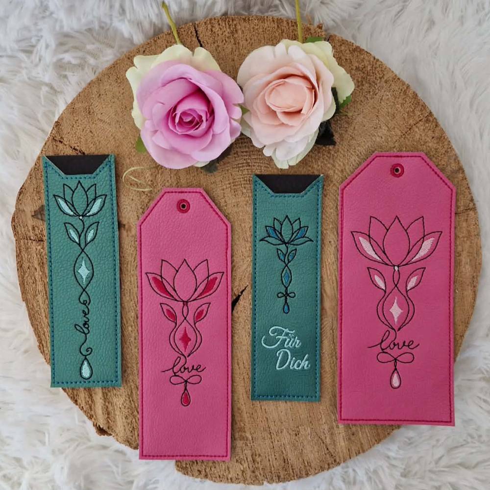 Stickdateien SoulFlower inkl. ITH – 9 Motive ab 10x10 cm, 12 Dateien, Lotus, ITH-Lesezeichen & Stifthülle Bild 4