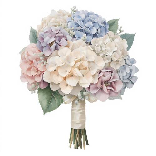 Hortensien PNG Set (10), Pastell Blumenstrauß Hortensien Clipart, Hochzeit Blumen, Aquarell Blumen PNG