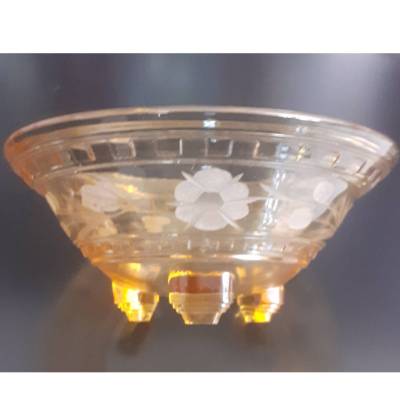 Vintage Art-Déco-Schale aus bernsteinfarbenem Pressglas