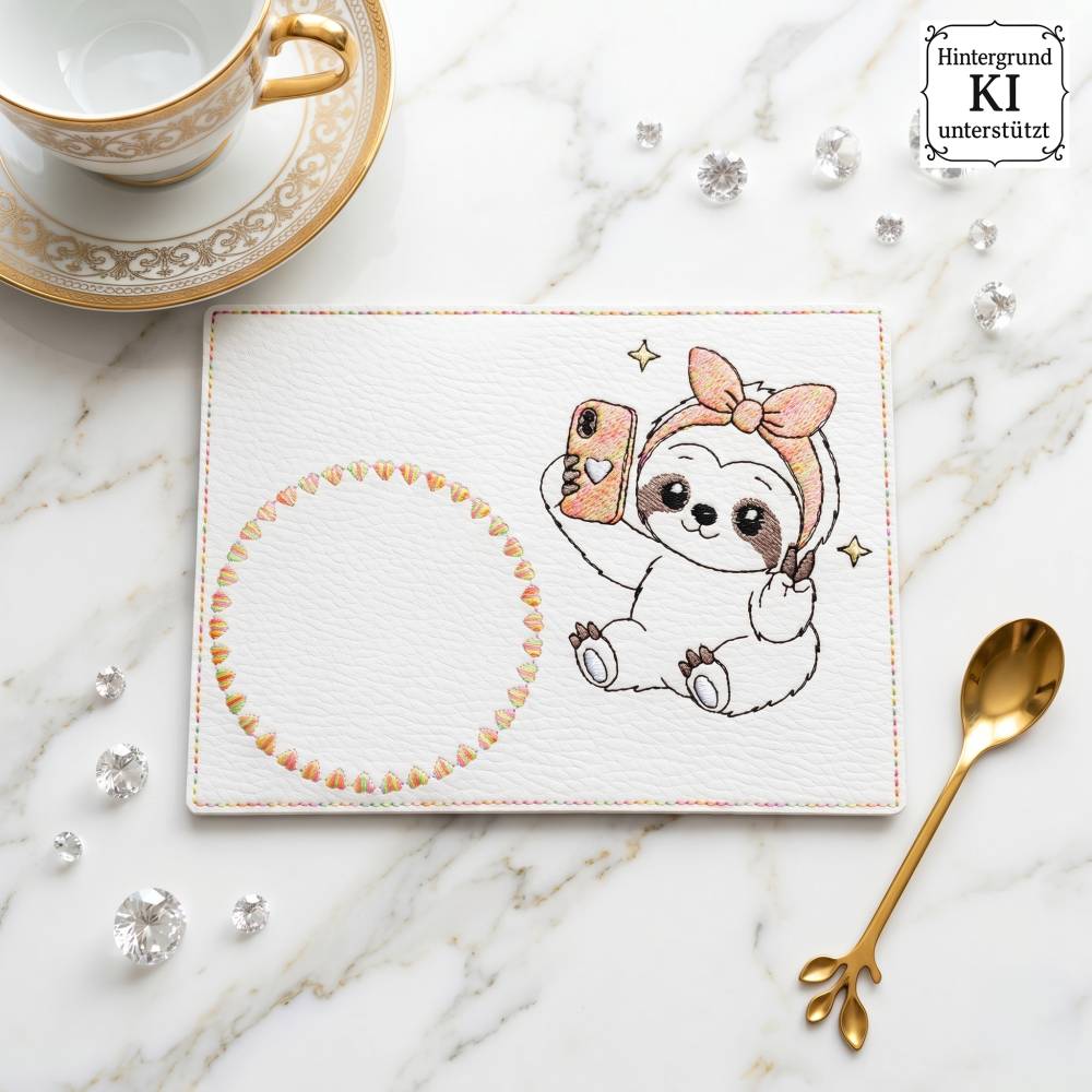 Stickdateien Fauliswork: 24 süße Kawaii-Faultiere ab 10x10cm – Kawaii Stickmotive & ITH Anhänger – made by Vina Bild 8