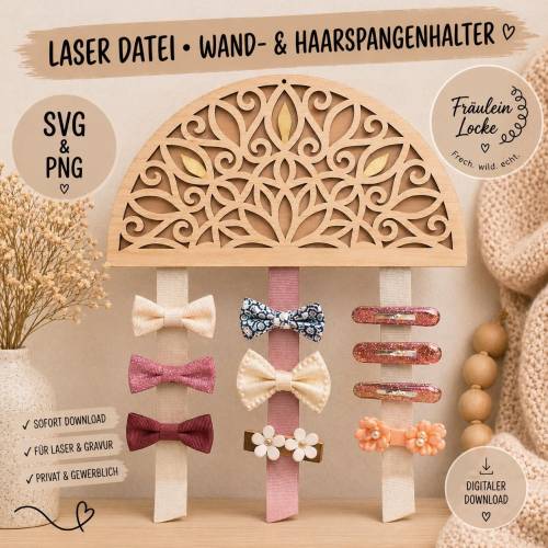 Laserdatei Gravur | Mandala Wandbehang | Haarspangenhalter | Schneidedatei für Holz & Acryl | DIY Datei | SVG