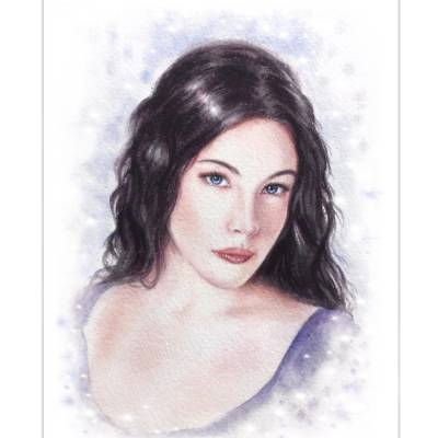 Aquarellportrait von Liv Tyler als Arwen