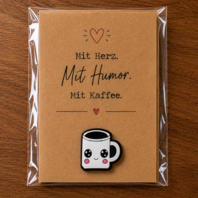Kaffee Karte für Alle  | Mit Herz Mit Humor Mit Kaffee | Geschenk Büro Krankenhaus Praxis 