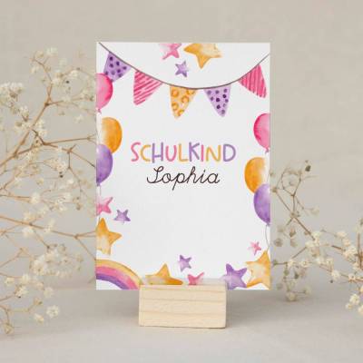 Personalisierte Postkarte *Schulkind* mit Name / Geschenkkarte für Kinder zur Einschulung, optional mit Umschlag