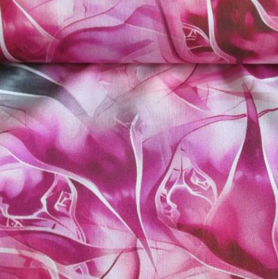 Viskose Stoff Rosa abstrakt – fließendes Muster (1m/16,-€)