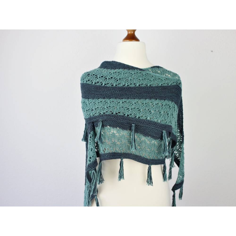 Strickanleitung Tuch halbrund, Lace & Fransen, Sommertuch stricken PDF Bild 1