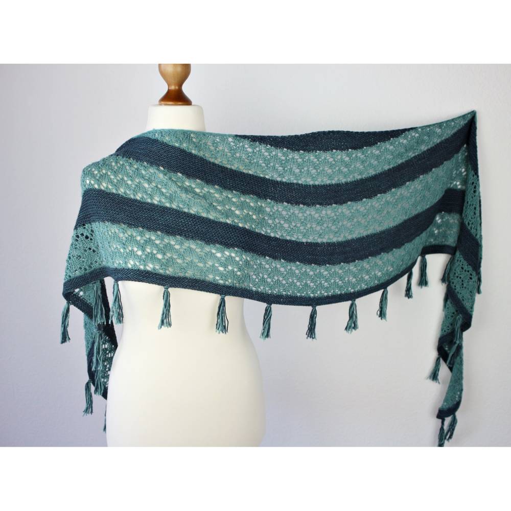 Strickanleitung Tuch halbrund, Lace & Fransen, Sommertuch stricken PDF Bild 3