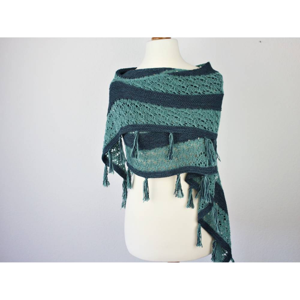 Strickanleitung Tuch halbrund, Lace & Fransen, Sommertuch stricken PDF Bild 8