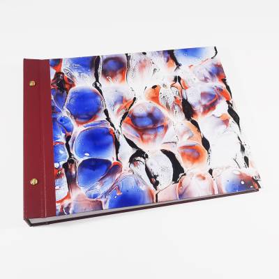 Luxus Fotoalbum Unikat handgefertigt 36x29cm | Marmorpapier & Buckramrücken
