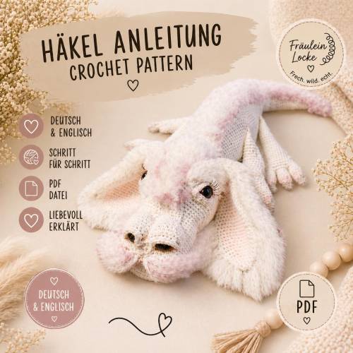Häkelanleitung Drache Amigurumi | PDF Anleitung für Fortgeschrittene | DIY Kuscheltier häkeln
