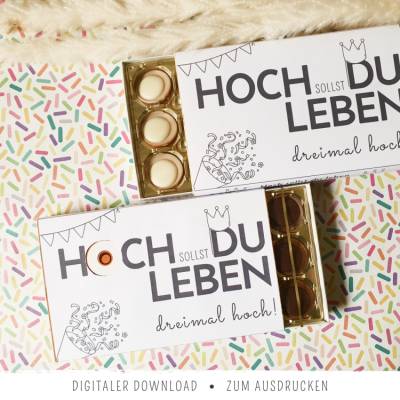 Toffifee-Banderole zum Geburtstag: "Hoch sollst du leben" | DIY-Geschenkidee zum Ausdrucken