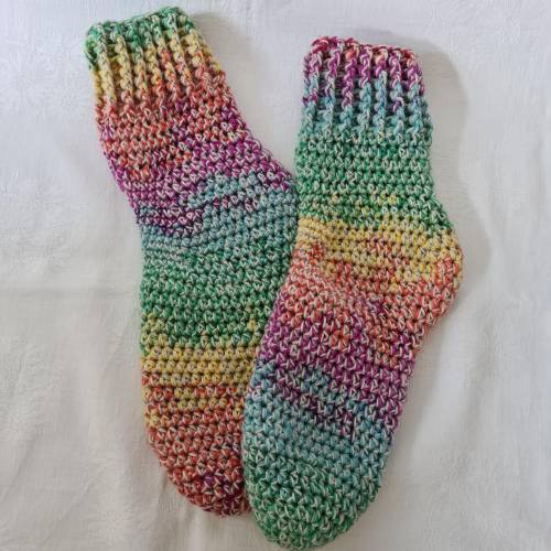 Wollsocken gehäkelt  Gr. 42/43