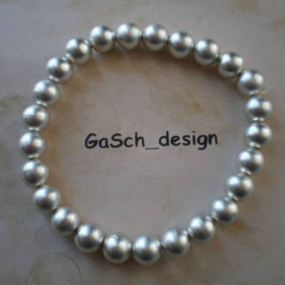 Fädelarmband, gefädeltes Perlenarmband * silberfarbene Metallicperlen