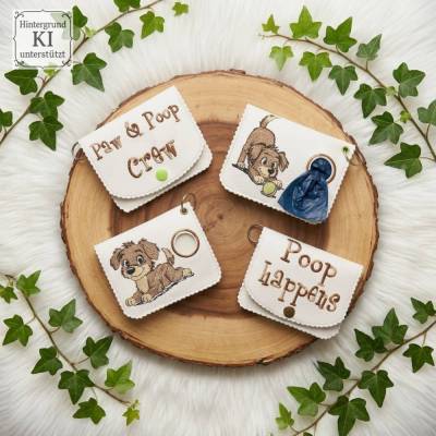 ITH-Kacki-Beutel2 -  Stickdateien Hundemotive Shabby Stil 13x18 – 12 Motive – Doro-Collection