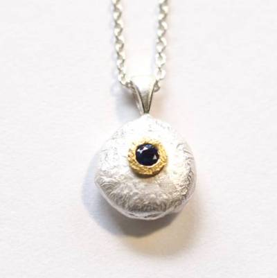 Nugget Angänger Safir Silber Gold