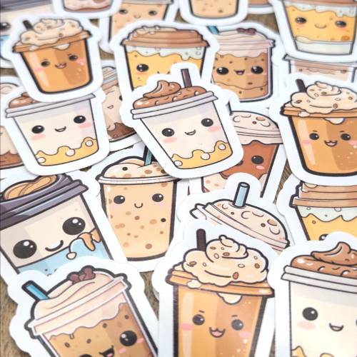 Sticker/Stickerbogen/Aufkleber - Kaffee, Bubbletea, Milchshake