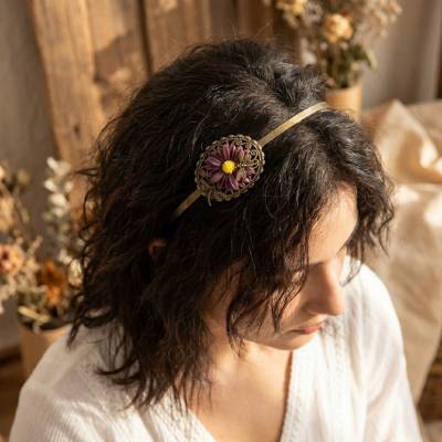 verzierter Haarreif, Vintage-Stil, Haarreifen, Cabochon, Blume, Haarschmuck,Hochzeit, Fest, Kommunion