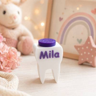 Personalisierte Zahndose mit Name – 3D-gedruckte Milchzahndose