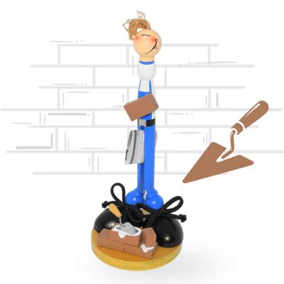 Originelles Geldgeschenk Maurer und Häuslebauer – handgefertigte Figur aus Holz, personalisierbar
