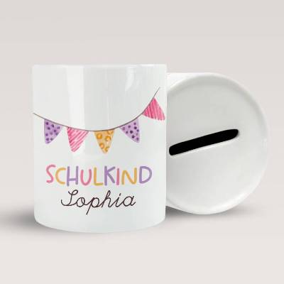 Personalisierte Spardose *Schulkind* aus Keramik mit Name für Kinder / Geschenk zur Einschulung