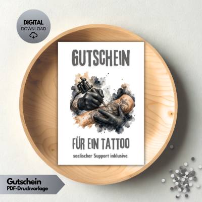 Tattoo Gutschein Voucher, Geschenkgutschein Karte Vatertag, Geschenk Wunscherfüller, Geschenkidee Tätowierung DIY Print
