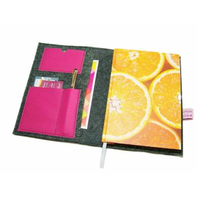 Organizer für A5 Kalender, Ringbuch aus Merino Wollfilz + Leder | individuell, handgemacht | mit optionalem Vorderfach