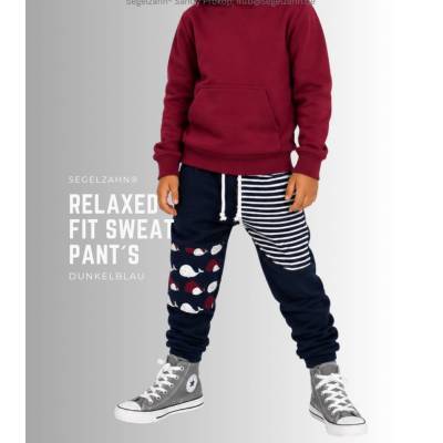 Kinder Sweat Hose Relaxed Fit | Unisex Jogginghose | Dunkelblau | Junge Mädchen Sweathose | Segelzahn Kinderkleidung | S